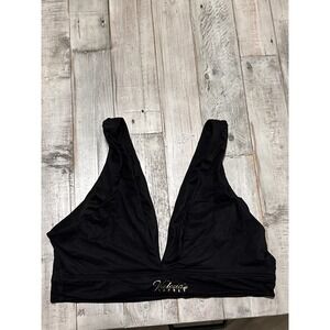 Victoria's Secret Black V-Neck Wireless Bralette Gold Logo Size Small
